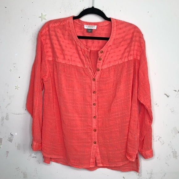ANTHROPOLOGIE Pilcrow and the letterpress coral button down tunic blouse - Picture 11 of 11